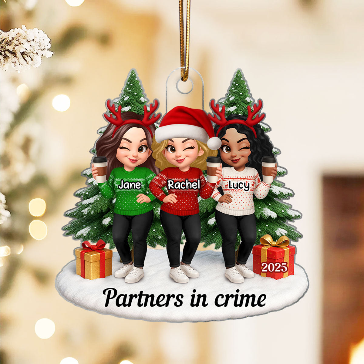 Besties Forever - Personalized Acrylic Ornament - Perfect Christmas Gift For Besties