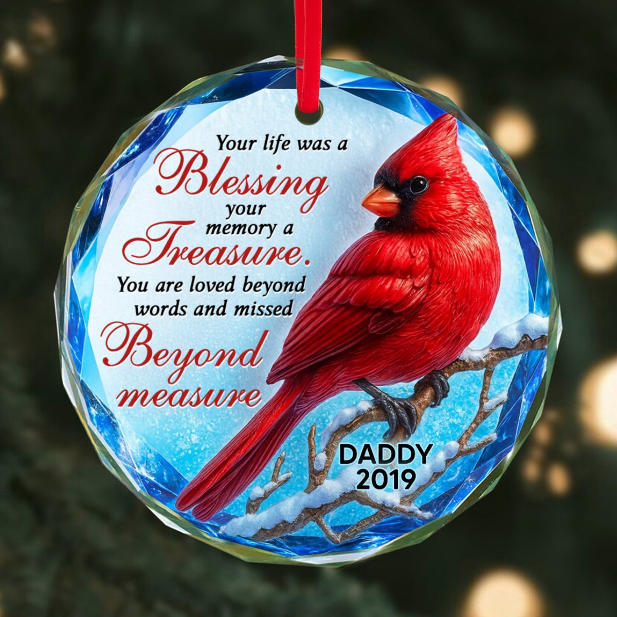 Your Life Was a Blessing 3D Effect - Personalized Glass Ornament - Heartwarming Christmas Keepsake for Loved Ones