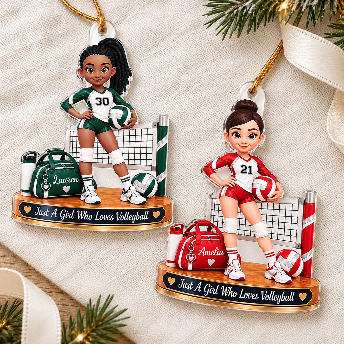 Just a Girl Who Loves Volleyball - Personalized Acrylic Ornament - Christmas Gift for Daughter, Granddaughter
