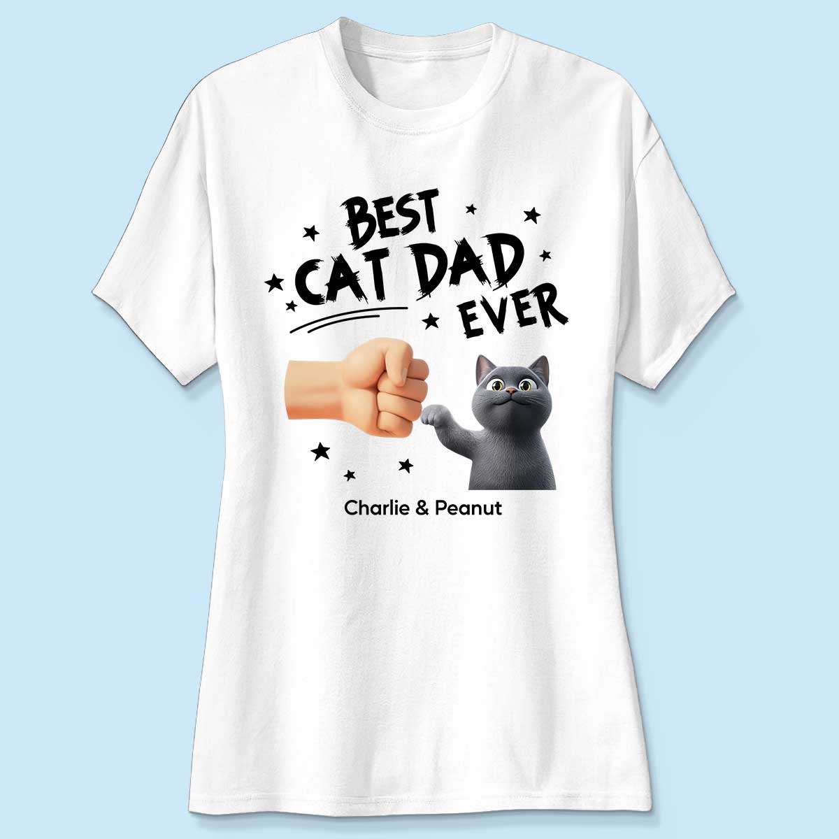 Best Cat Dad Ever Custom Cat Fist Bump Personalized Shirt, Gift for Cat Dads