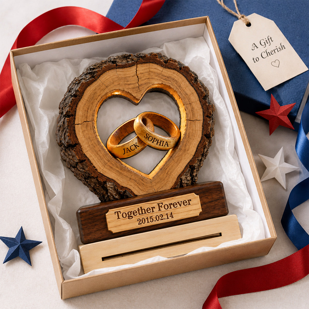 Together Forever Couple Anniversary - Personalized 2-Layered Wooden Plaque - Heartfelt Gift for Her, for Him