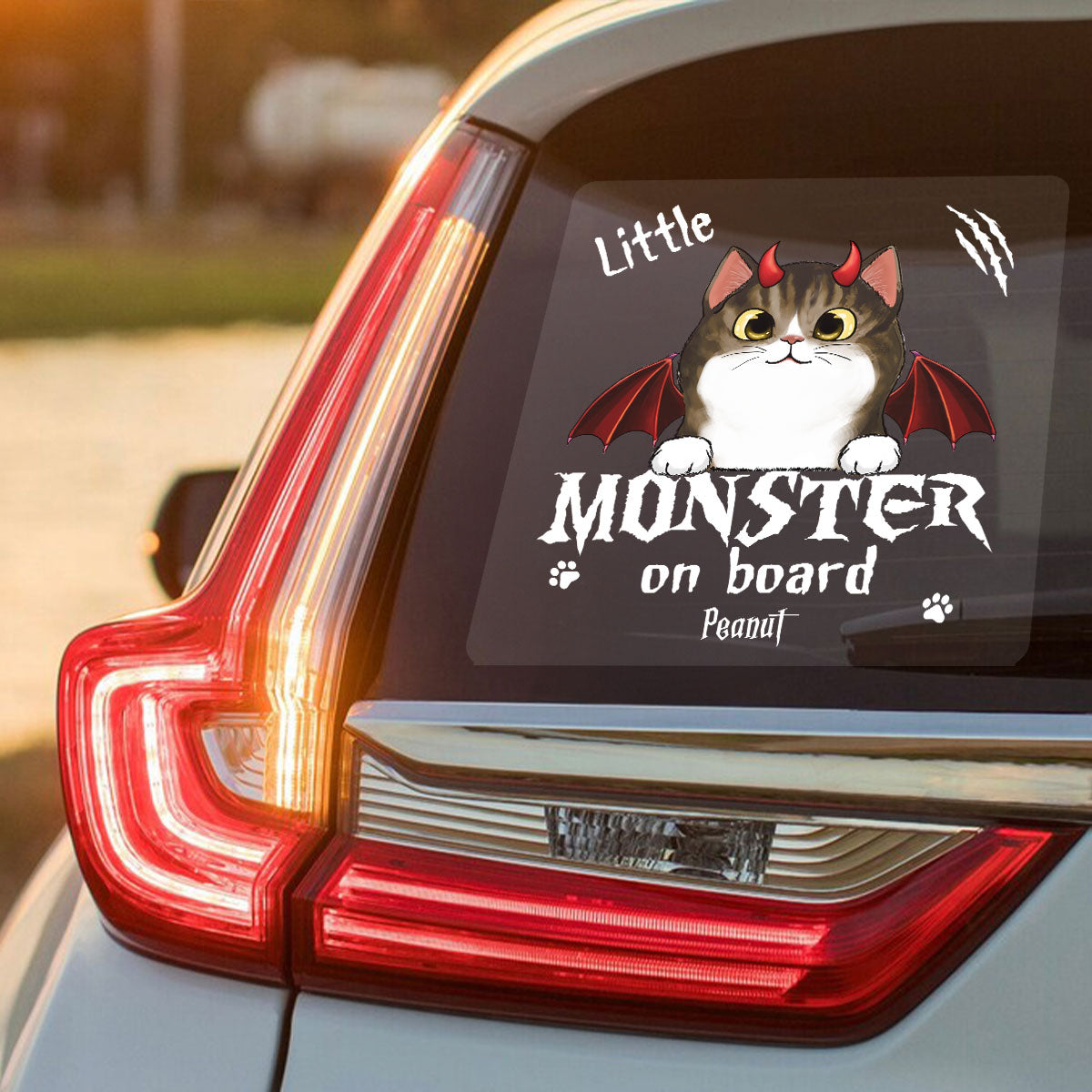 Little Monsters On Board Halloween Dogs Cats Personalized Decal, Halloween Decor