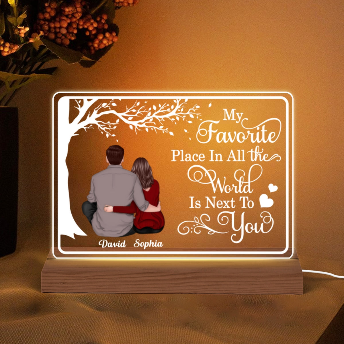 My Favorite Place Sitting Couple Personalized Custom Shape LED Night Light LED Lamp