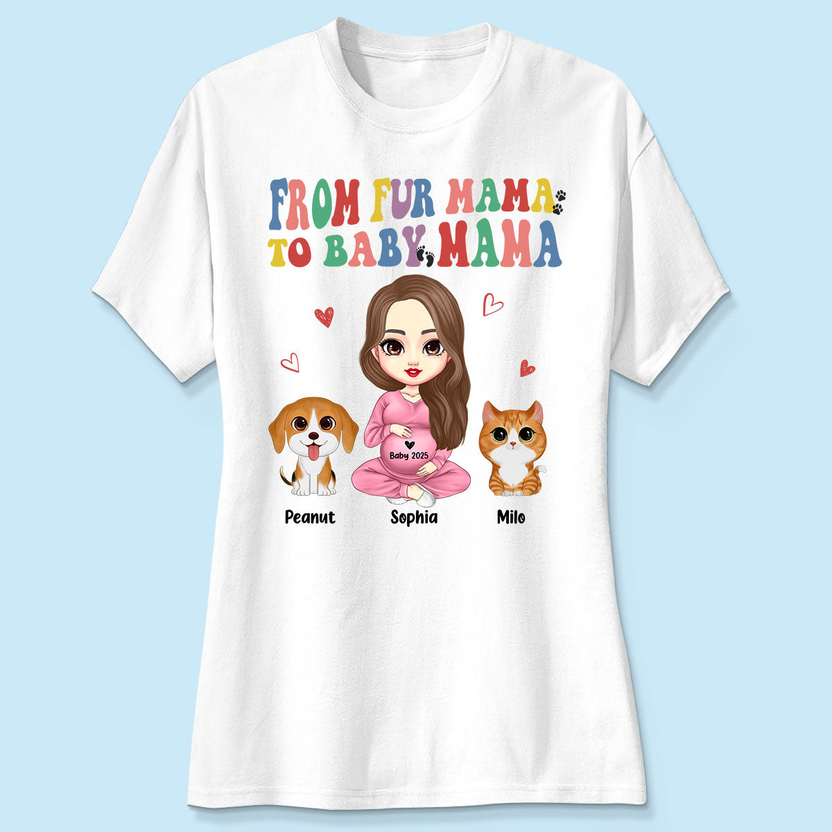 From Fur Mama To Baby Mama Personalized Shirt, Dog Mom Cat Mom, Custom Pregnancy Reveal Shirt, Gift For Expecting Moms