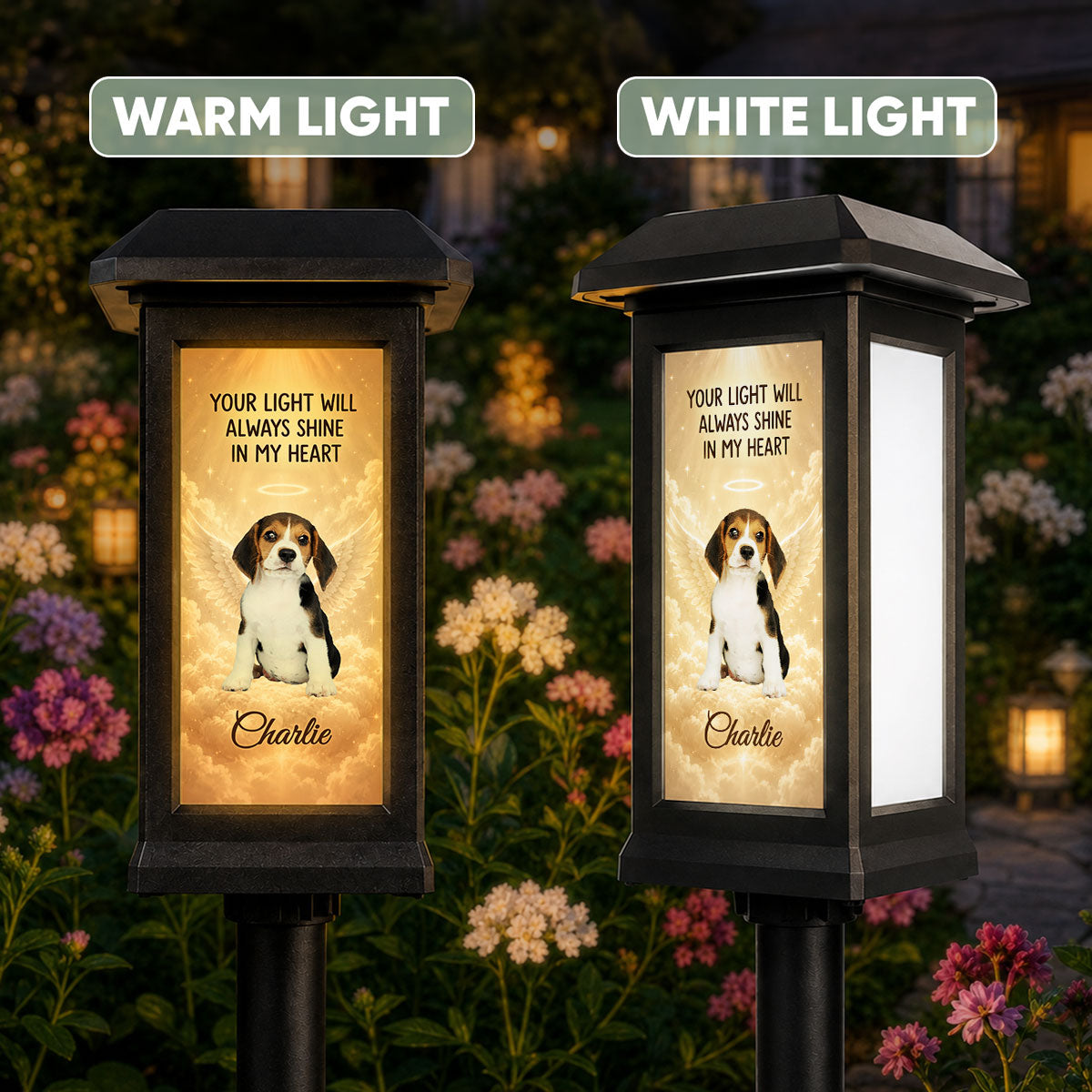 Your Light Will Always Shine in My Heart Pet Memorial - Personalized Solar Garden Light - Heartfelt Remembrance Keepsake