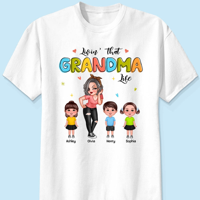 Colorful Livin‘ That Grandma Life Gift For Grandma Personalized Shirt