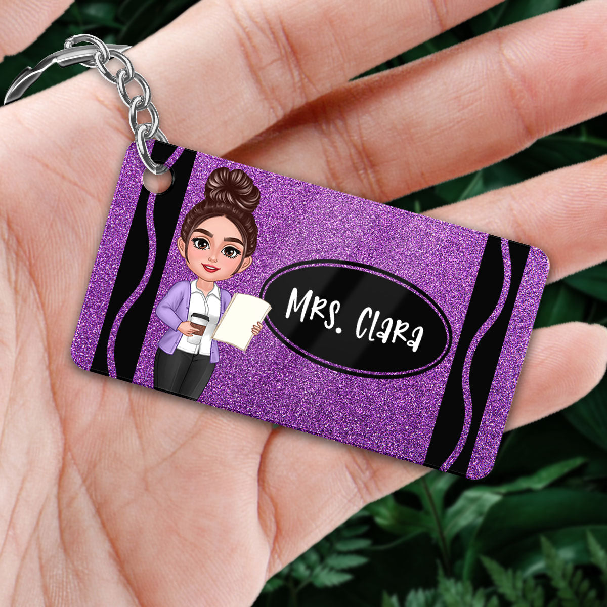Teacher Crayon Personalized Acrylic Keychain, Back To School Gift For Teacher