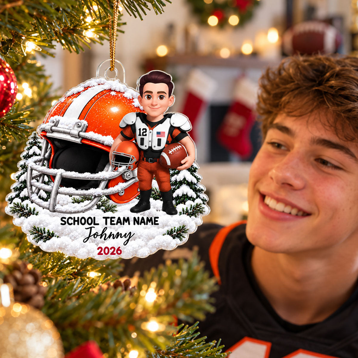 Football Design For Boy Girl - Personalized Acrylic Ornament - Gift For Granddaughter, Grandson