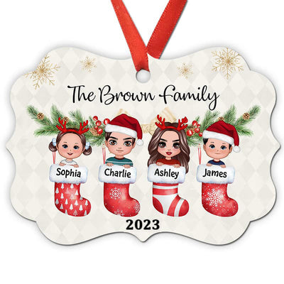 Family Dogs Cats Inside Stocking Personalized Christmas Ornament