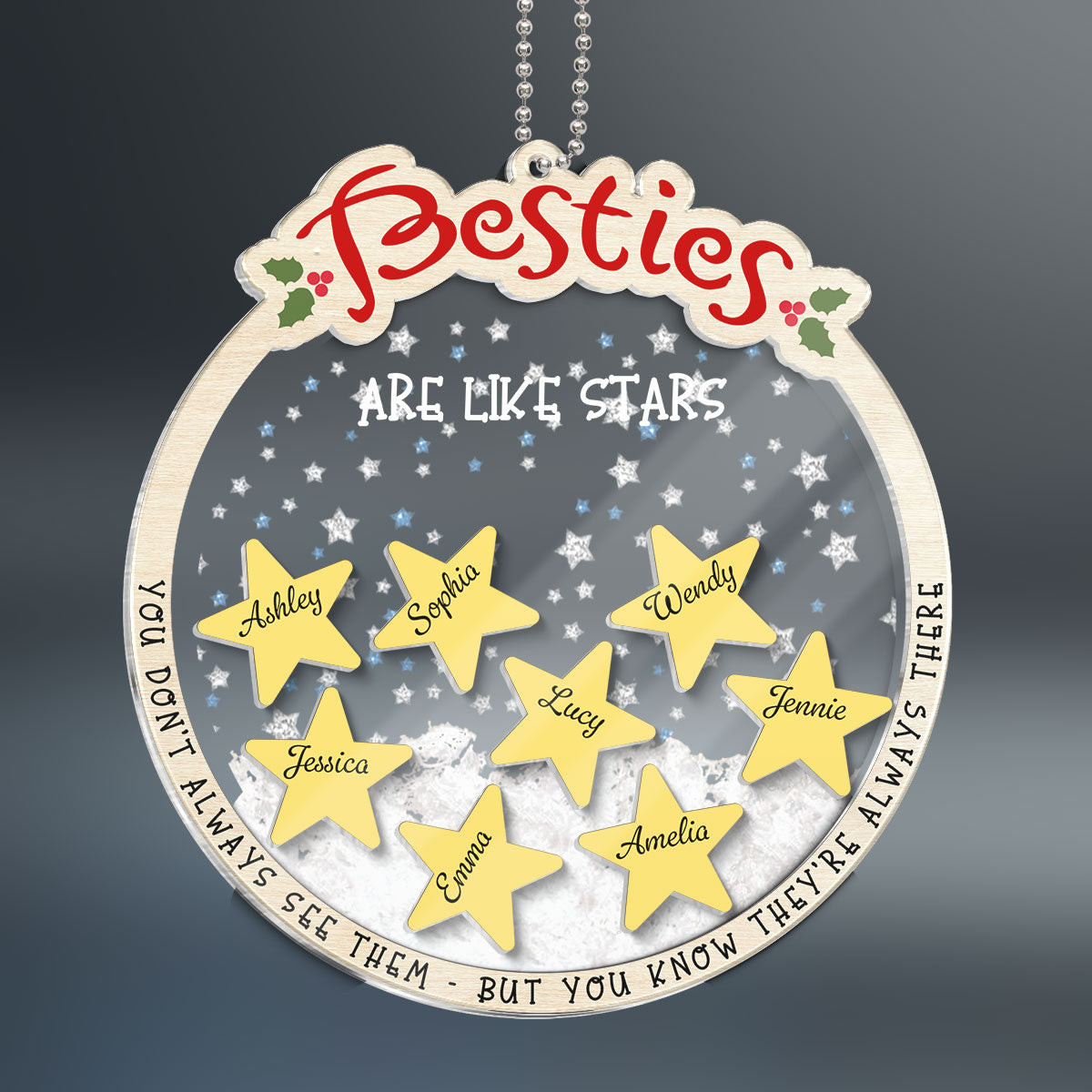 Sisters Besties Are Like Stars They're Always There Personalized 4D Shaker Ornament, Christmas Gifts For Sisters, Siblings, Best Friends