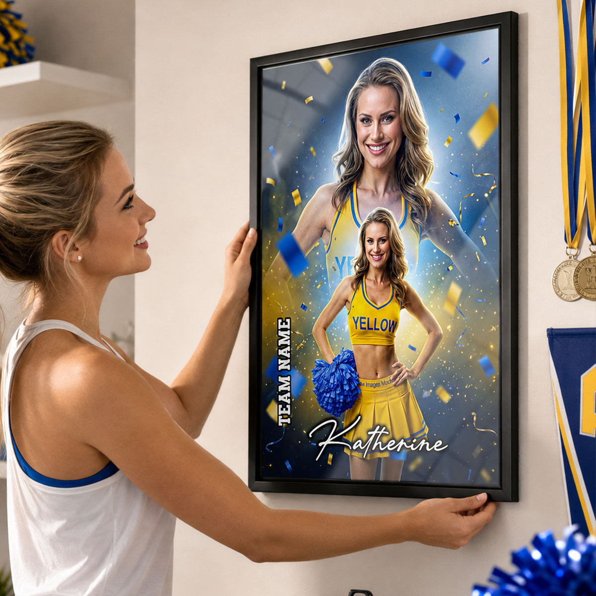 Born to Cheer - Personalized Poster - Gift For Cheerleading Team Girls, Daughters, Granddaughters