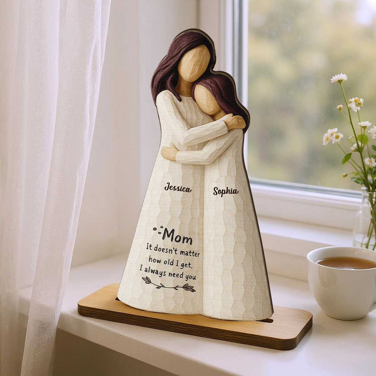 Always Need You Daughter & Mother 3D Effect Personalized Standing Wooden Plaque, Gift for Mom from Daughter