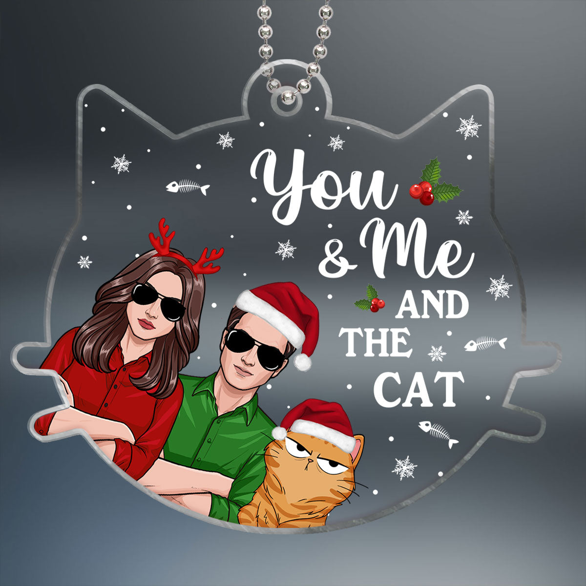 Couple And The Cats Funny Expressions Personalized Acrylic Ornament