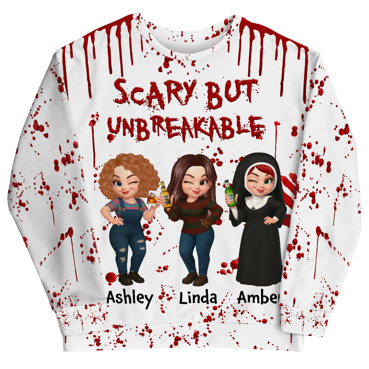 Spooky Halloween Partners In Crime Besties Sisters Personalized 3D Sweatshirt