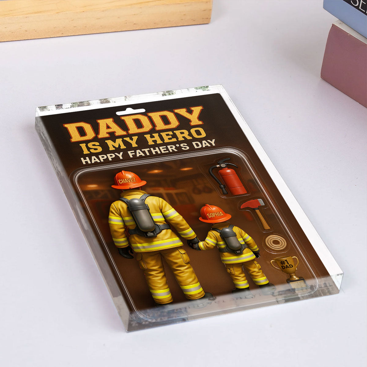 Best Firefighter' Dad Custom Figure Personalized Acrylic Block Plaque, Father's Day Gift for Dad, Gift for Husband