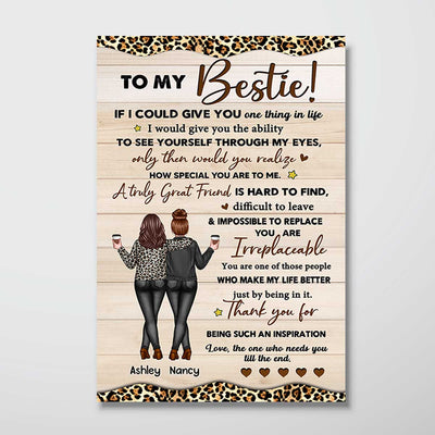 To My Bestie Back View Besties Leopard Personalized Vertical Poster