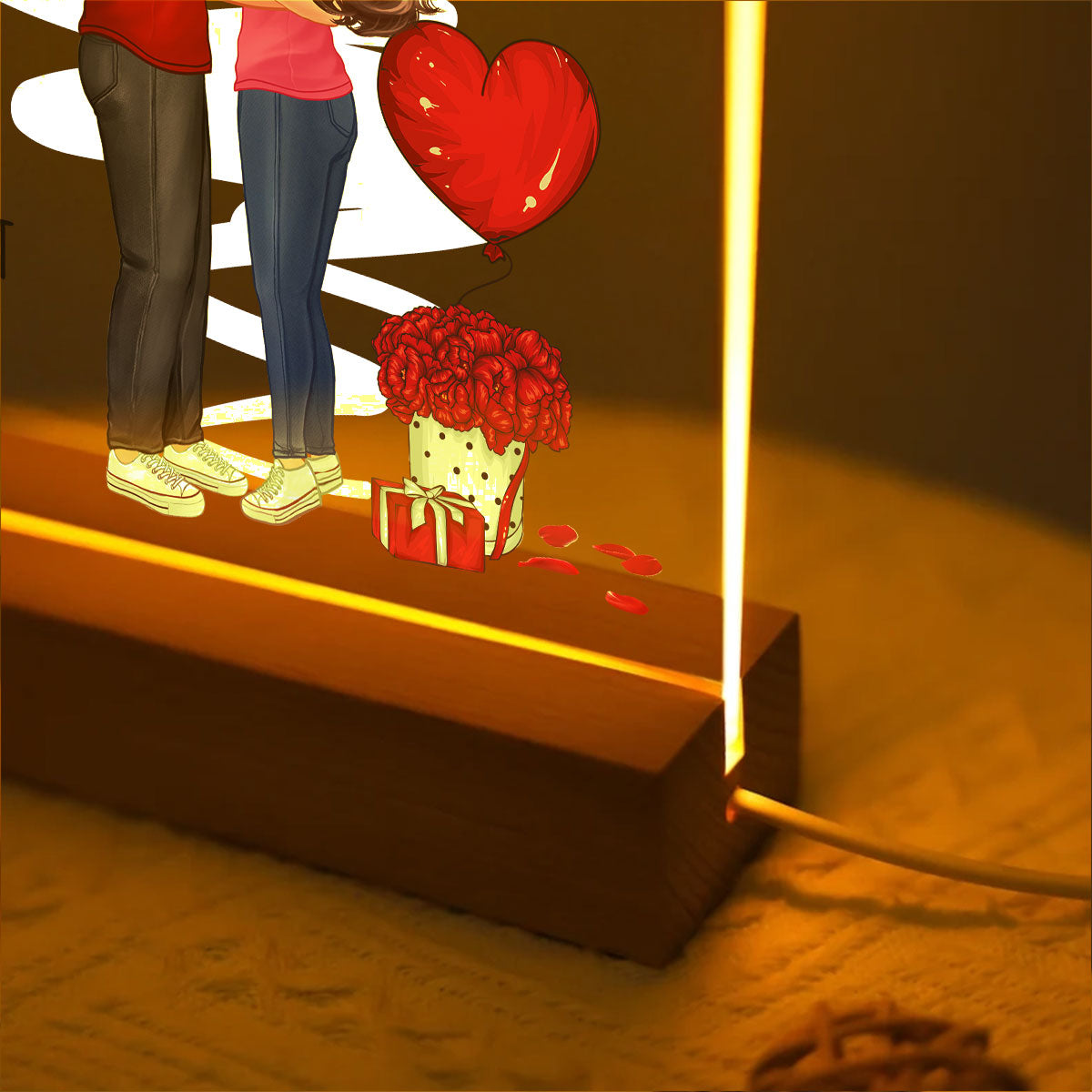 Be Mine Doll Couple Standing Kissing Personalized Plaque LED Night Light -  Unique Valentine's Day Gift For Him, Gift For Her