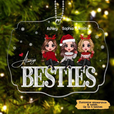 Doll Besties Sitting On Word Personalized Acrylic Ornament