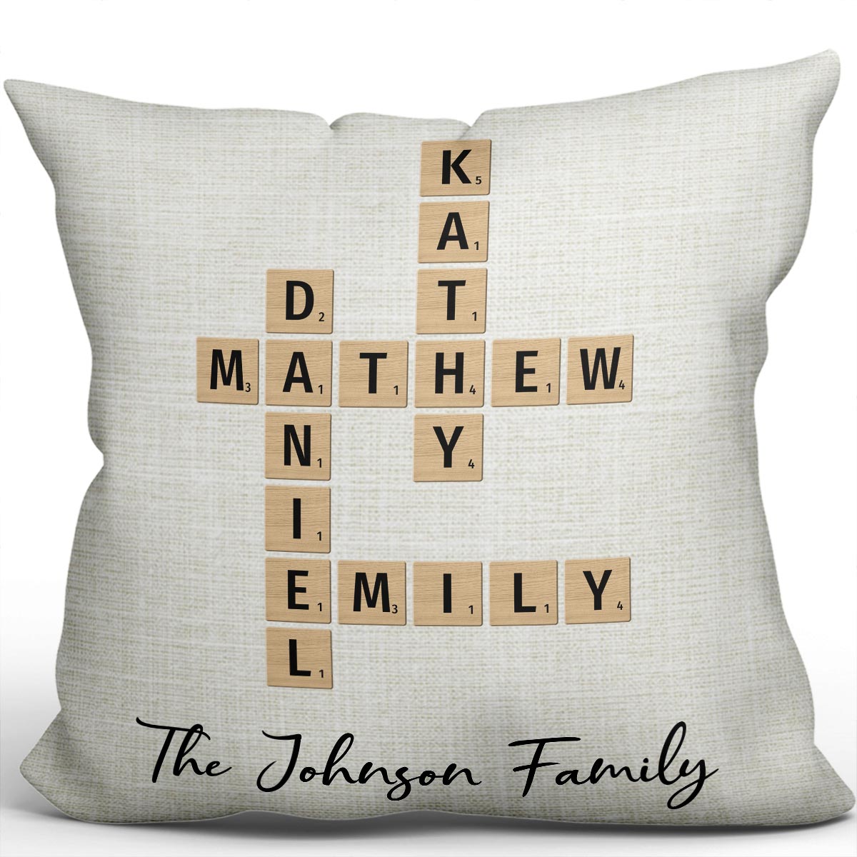 Family Crossword Art - Created In A Moment, Treasured Forever Personalized Pillow