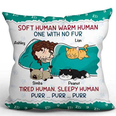 Soft Human Warm Human Cat Mom Personalized Pillow