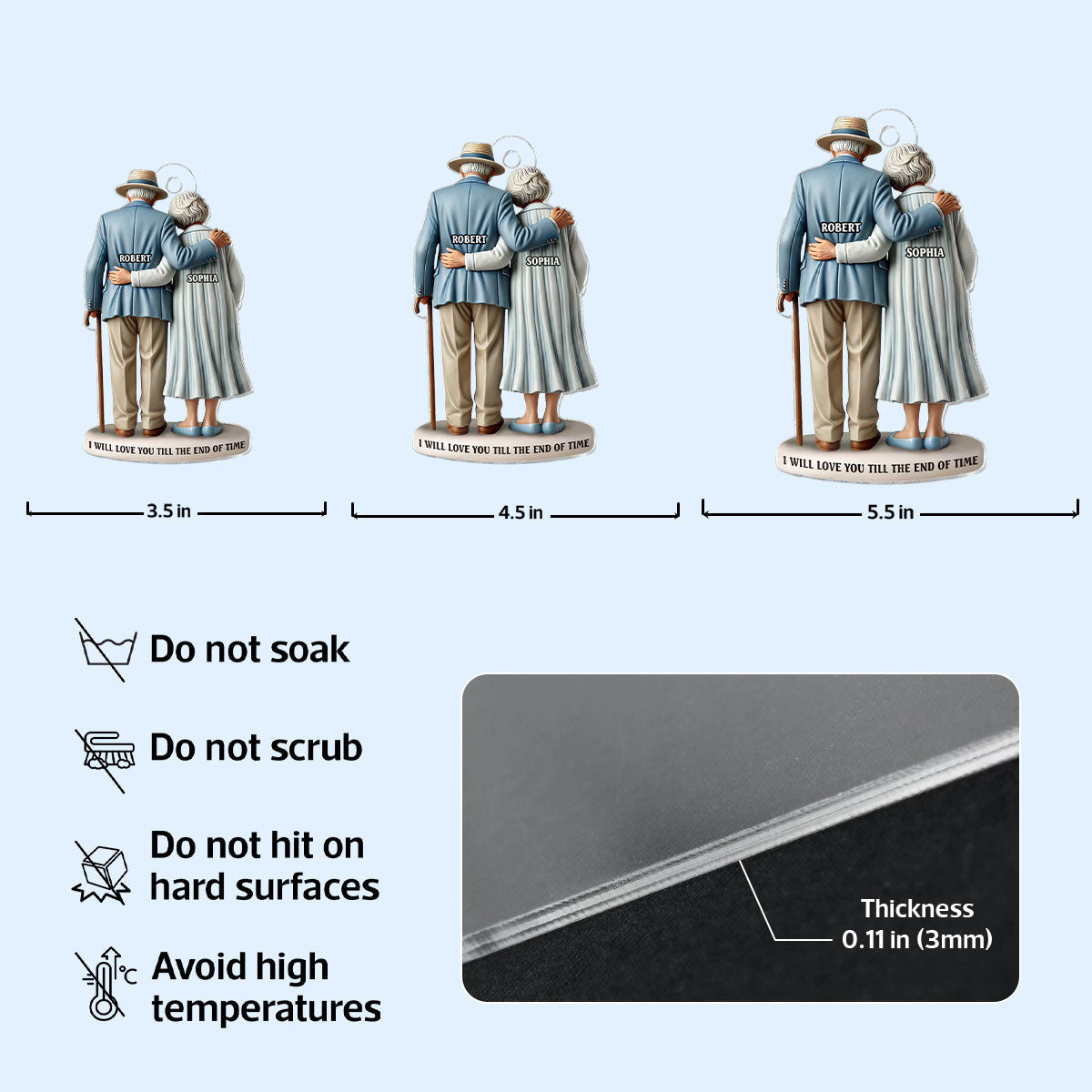 3D Effect Old Couple Stand Together Personalized Acrylic Ornament, Heartfelt Keepsake, Gift For Couple, For Him, For Her, Husband, Wife