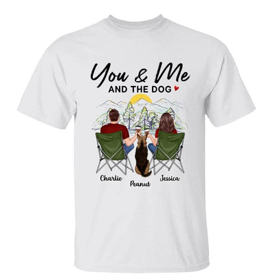 Mountain Sketch Couple Back View You Me The Dog Personalized Shirt
