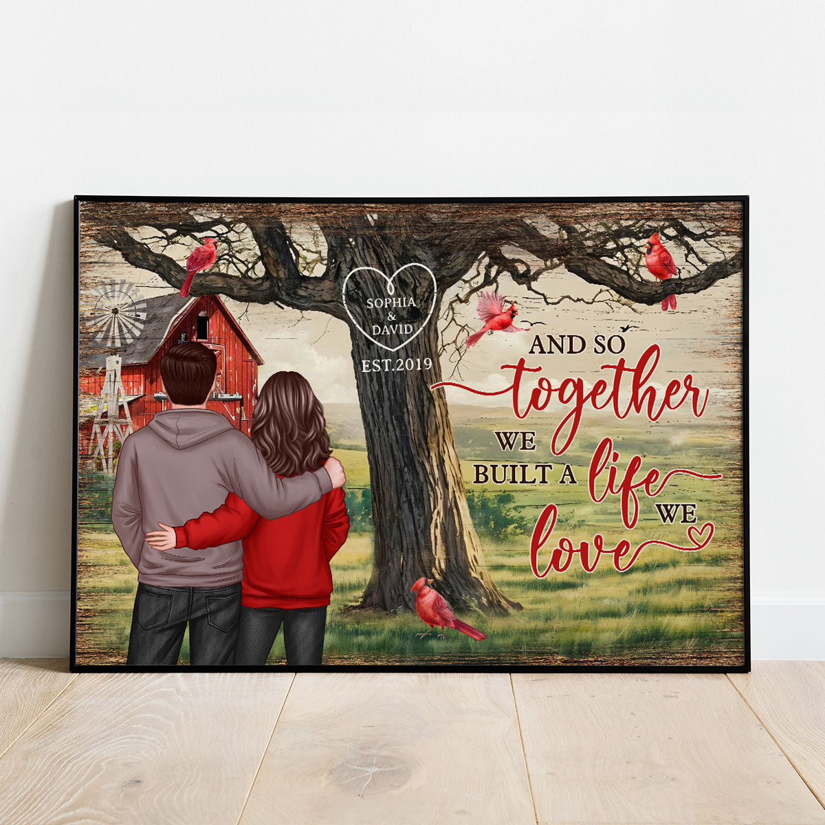 Personalized Couples Tree Large Farmhouse Poster Wall Art,  Gift, Anniversary Gift For Couples, For Him, For Her
