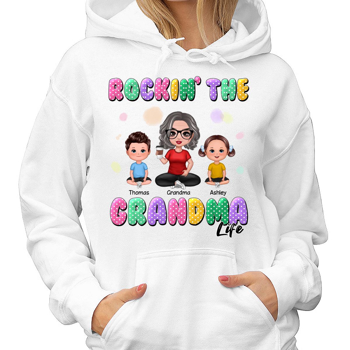 Rockin‘ Grandma Life Colorful Polka Dot Personalized Shirt