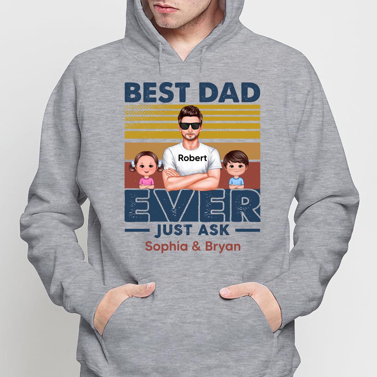 Best Dad Ever Just Ask Doll Kids Retro Personalized Shirt