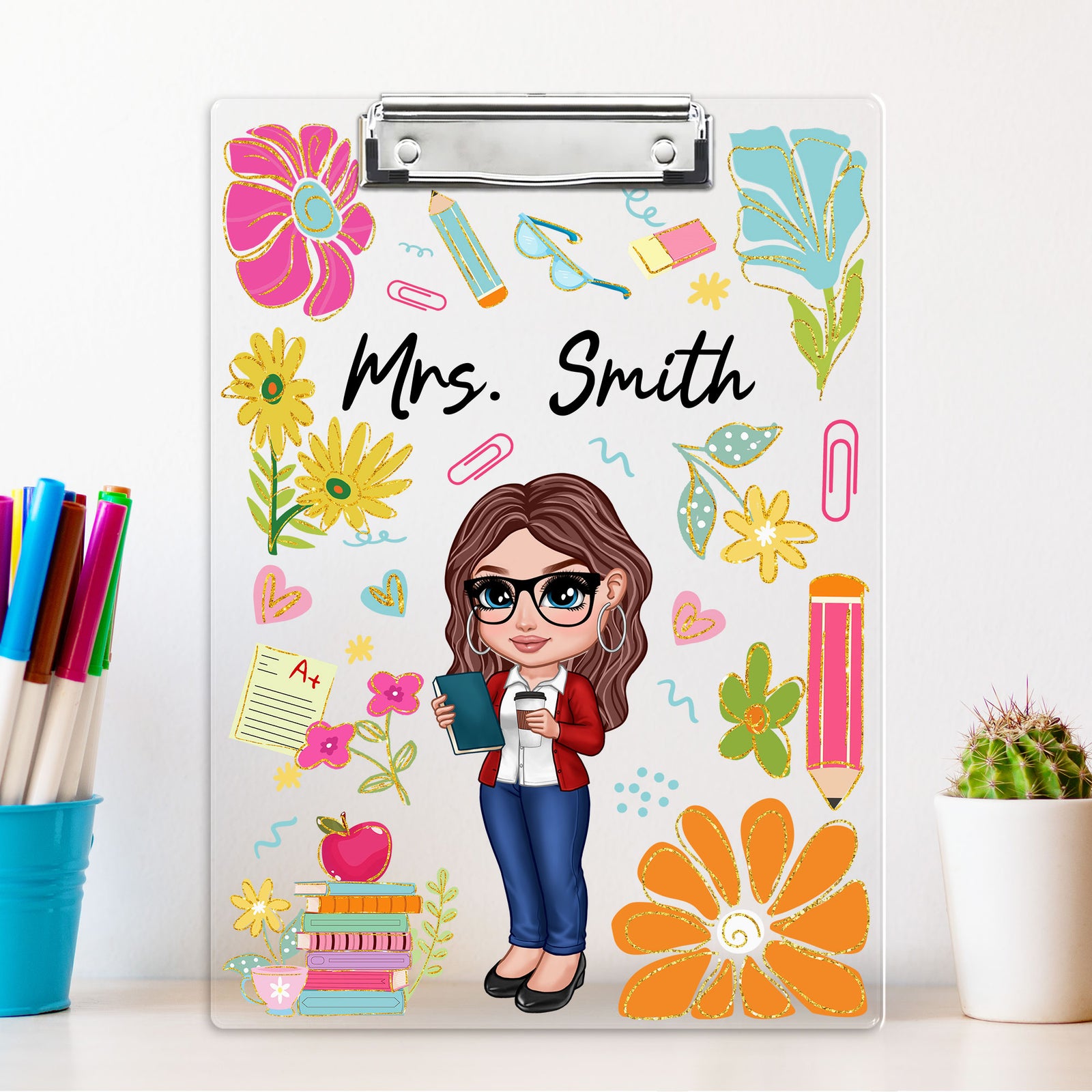 Boho Floral Teacher Personalized Clipboard, Teacher Appreciation Gift, , End Of Year Gift, Back To School Teacher Supplies