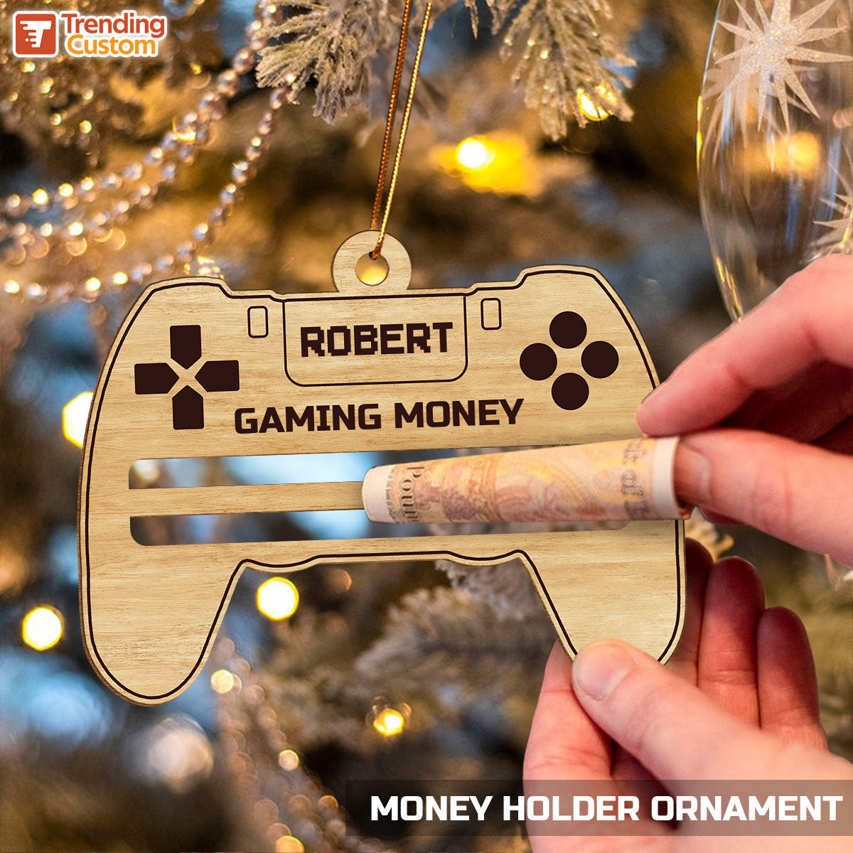 Gaming Money Christmas Gift For Gaming Lover Gamer Personalized Wooden Money Holder Ornament