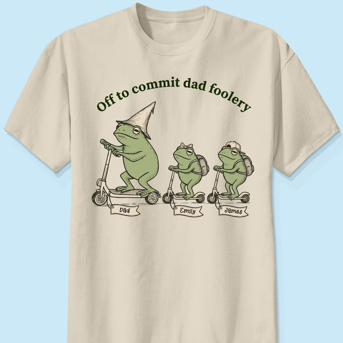 Off To Commit Dad Foolery Cottagecore Frog Dad & Kids - Personalized Shirt - Funny Father's Day Shirt For Husband