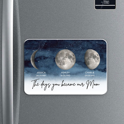Starry Night The Day You Became Mom Custom Birth Moon Phase Personalized Acrylic Fridge Magnet, Gift For Mom