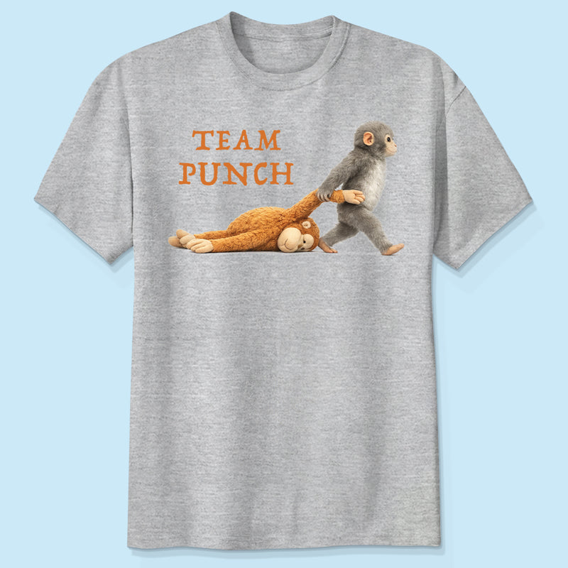 Team Punch Monkey Graphic Shirt, Viral Baby Monkey, Animal Lover Gift