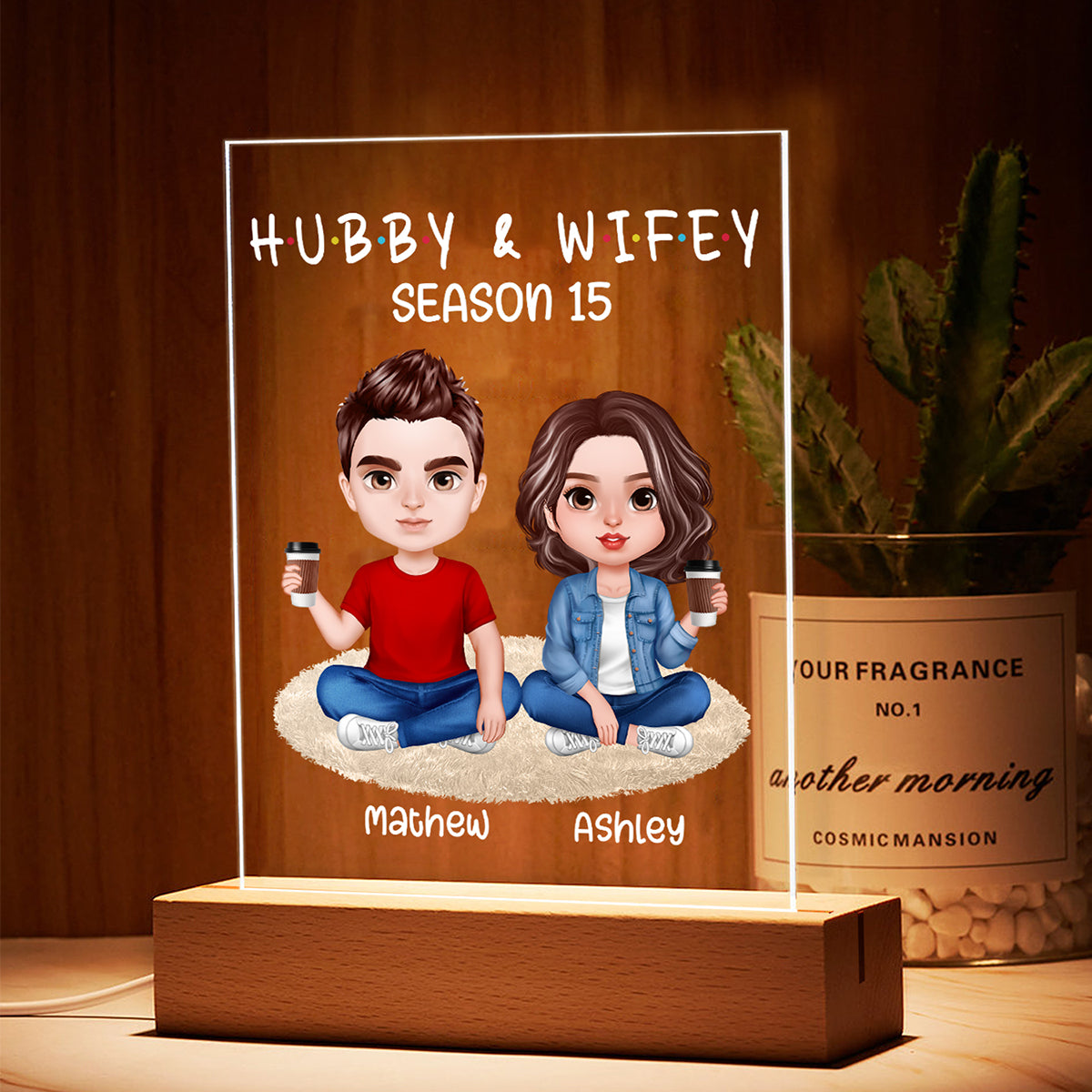 Hubby Wifey Realistic Doll Couple Personalized Acrylic LED Night Light