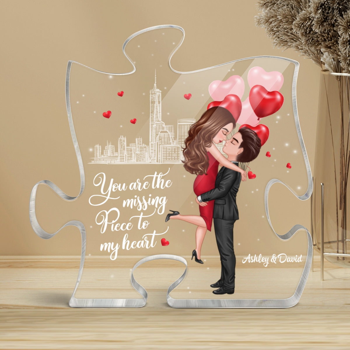 The Missing Piece To My Heart - Personalized Acrylic Block Plaque - Anniversary Gift For Him, Gift For Her