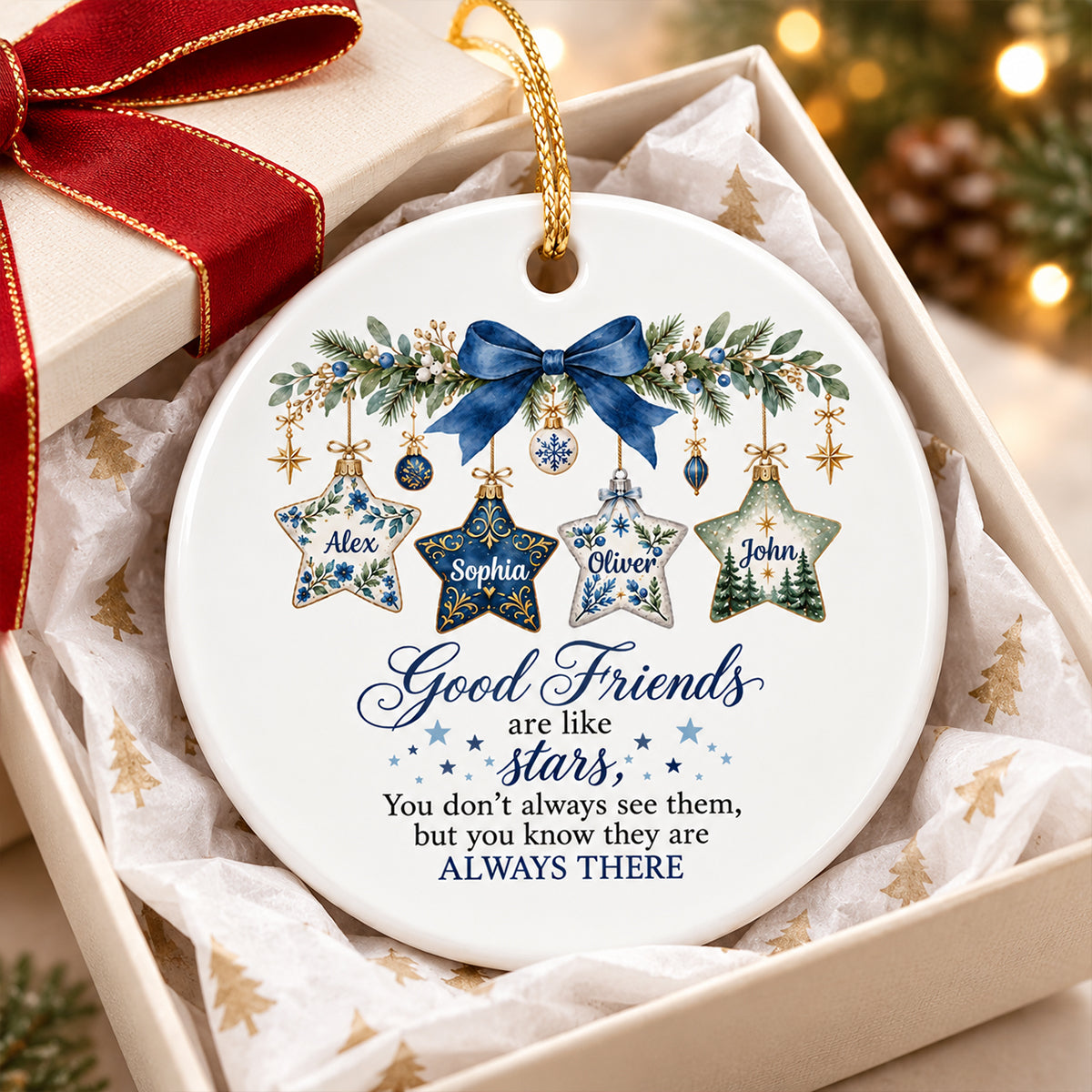 Good Friends Are Like Stars - Personalized Ceramic Ornament - Christmas Gift for Best Friends
