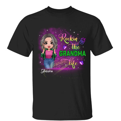Rockin‘ The Grandma Life Colorful Sparkle Doll Grandma Personalized Shirt