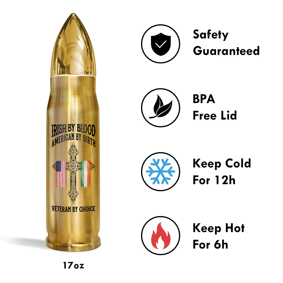 St. Patrick's Day Irish By Blood American By Birth Customize Title Personalized Bullet Tumbler