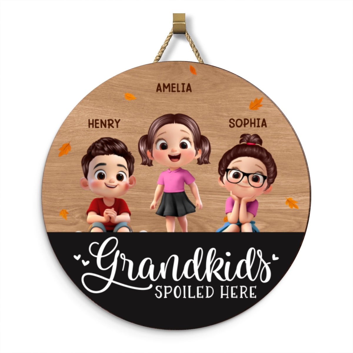 Grandkids Spoiled Here Personalized Wooden Door Sign, Fall Decor for Grandma