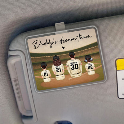 Retro Vintage Baseball Daddy's Dream Team Personalized Acrylic Car Visor, Gift For Dad