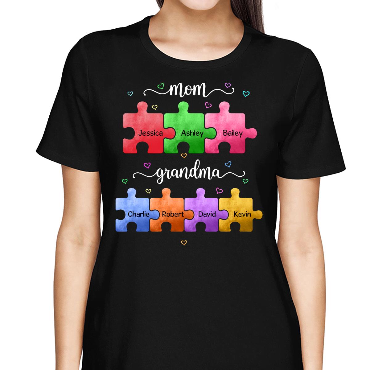 Mom Grandma Colorful Puzzle Gift For Grandma Personalized Shirt