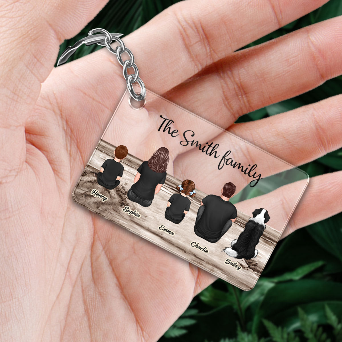 Family Sitting Vintage Background - Personalized Acrylic Keychain