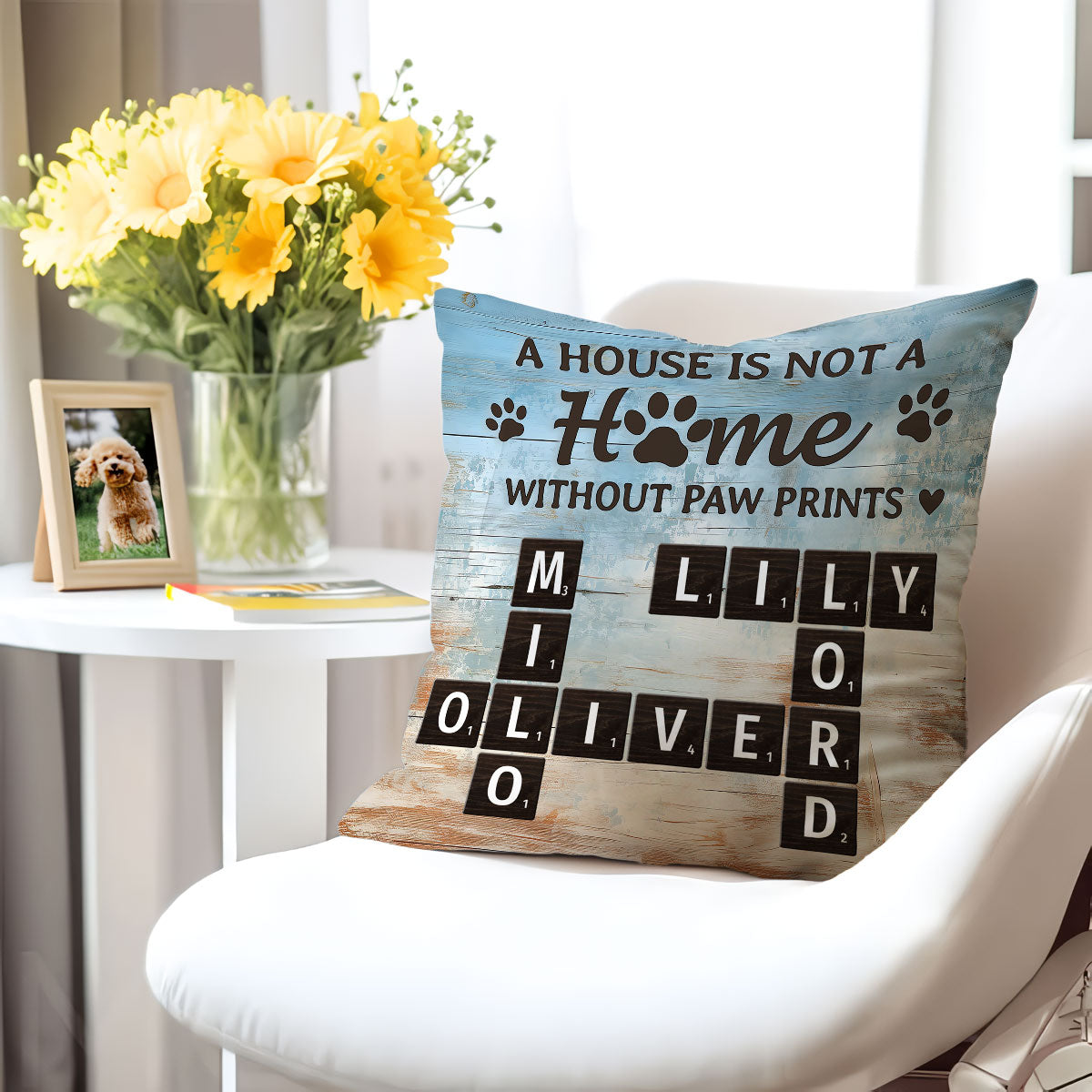 Pet Lover Home Decor Home With Paw Prints Crossword Puzzle Art Personalized Pillow