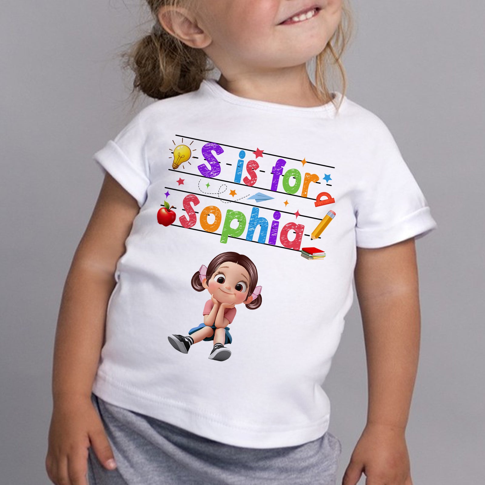 Custom Name  Back To School Kids Shirt, Personalized Alphabet Kids Shirt