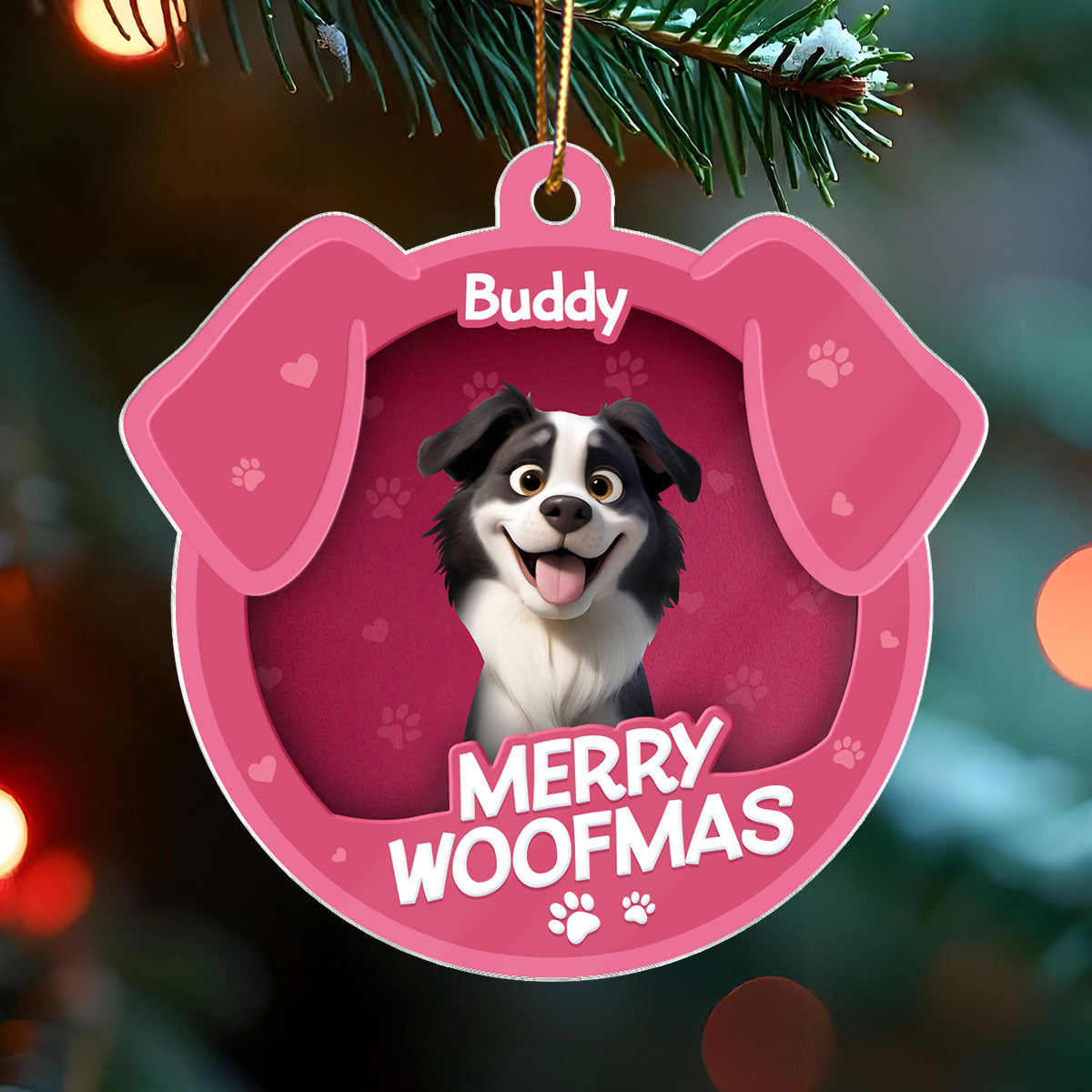 Furry Joy Dog Face 3D Effect Toy Box Personalized Acrylic Ornament, Christmas Gift for Dog Lovers