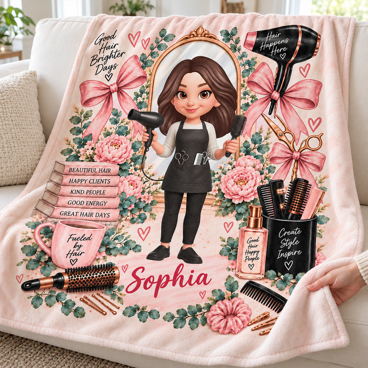 Beautiful Hairdresser - Personalized Fleece Blanket - Christmas Gift For Girl, Granddaughter, Daughter, Hairdressers, Hairstylist