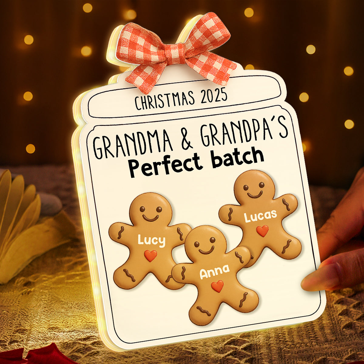 3D Effect Christmas Grandma Grandpa Perfect Batch Cookies - Personalized Light Box