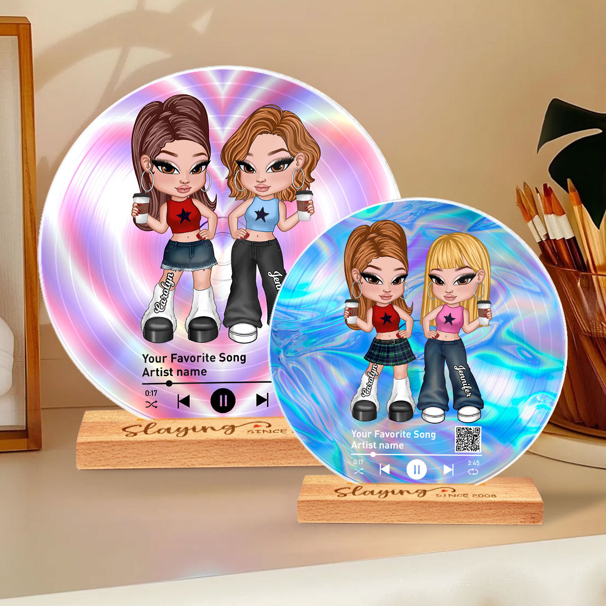Personalized Vinyl Record with Photo, Favorite Song QR Code Acrylic Plaque, Anniversary Gift for Friends, Birthday Gift for Besties