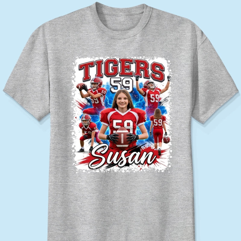Custom Football Basketball Baseball Player - Personalized Shirt - Football Mom Dad Tee, Trendy Sport Shirt, Senior Gift